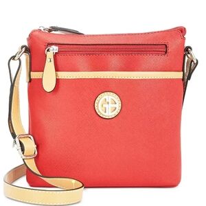 Giani Bernini Vibrant Red Crossbody Bag with Tan Details